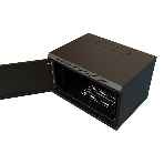 Шкаф коммутационный WRline (WR-TW-0666-SR-RAL9004) настенный 6U 600x600 мм пер. дв. металл 2 бок. пан. 60 кг черный 520 мм 367 мм IP20 сталь, фото 1