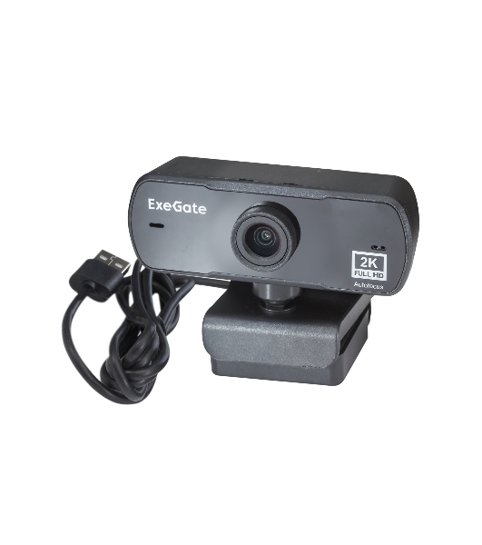 Веб-камера ExeGate Stream C940 Wide 2K 2560x1440, 30 кадр/с, USB Type-A, микрофон (шумоподавление), универсальное крепление, штатив в комплекте