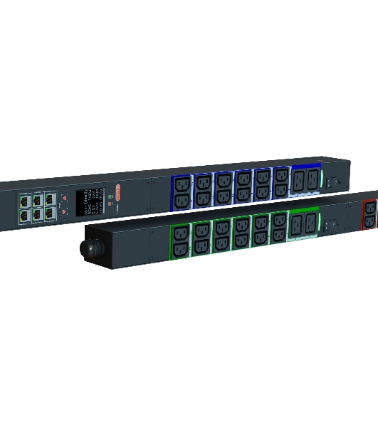 Блок распределения питания Elemy IPDU-5911 верт.размещ. 6xC19 36xC13 с мониторингом 32A IEC 60309 2.4м