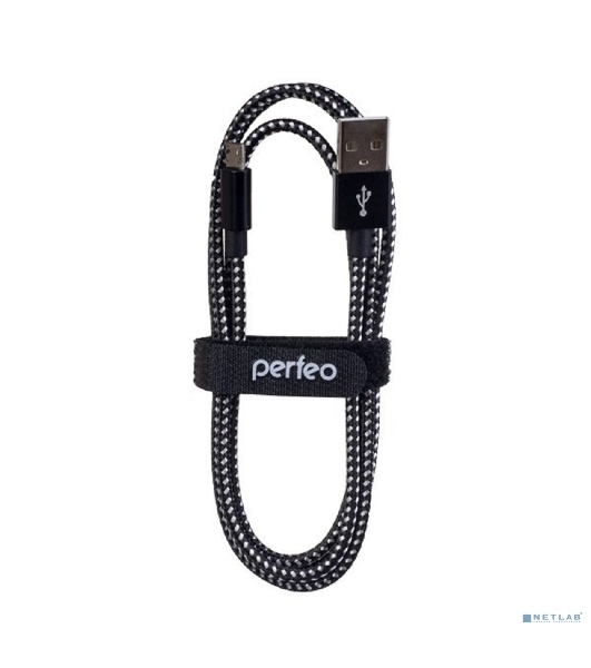 Кабель PERFEO USB2.0 A вилка - Micro USB вилка, черно-белый, 1 м. (U4801)