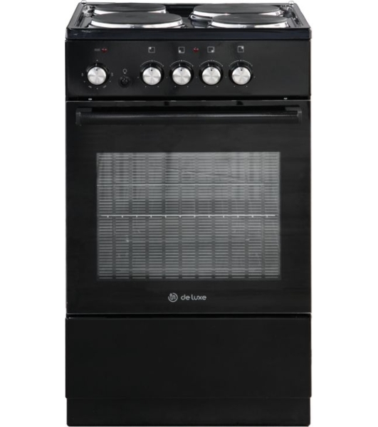 Плита электрическая De Luxe 5004.18э-011 черный, конфорок 4 шт, духовка 43 л, 50 см x 85 см x 50 см