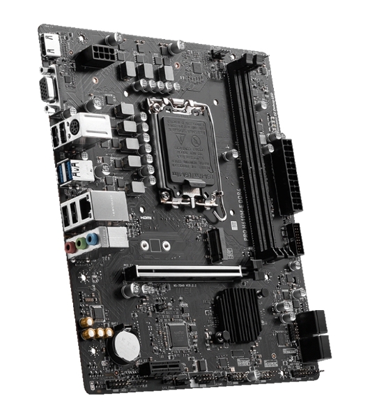 Материнская плата MSI PRO H610M-E DDR4, LGA 1700, Intel H610, 2xDDR4, 4xSATA, 1xM.2, 1xPCIe 4.0 x16, 1xPCIe 4.0 x1, 1xHDMI, 1xVGA, 1xRJ45 1Gb, 2xUSB-A 3.2 Gen 1, 4xUSB-A 2.0, 3x3.5мм, 7.1, mATX