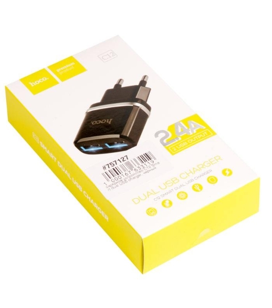 Сетевое зарядное устройство C12 Smart dual USB charger, черный
