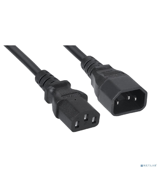 Кабель питания сист.блок-монитор Cablexpert PC-189-VDE-5M, 5м, C13-C14, VDE, 10А, Сечение провода: 0,75 мм2, черный, с заземлением