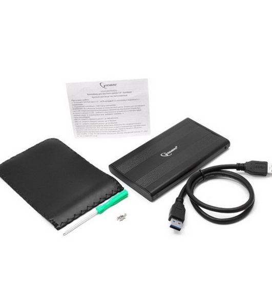 Внешний корпус 2.5' Gembird EE2-U3S-5, черный, USB 3.0, SATA, металл