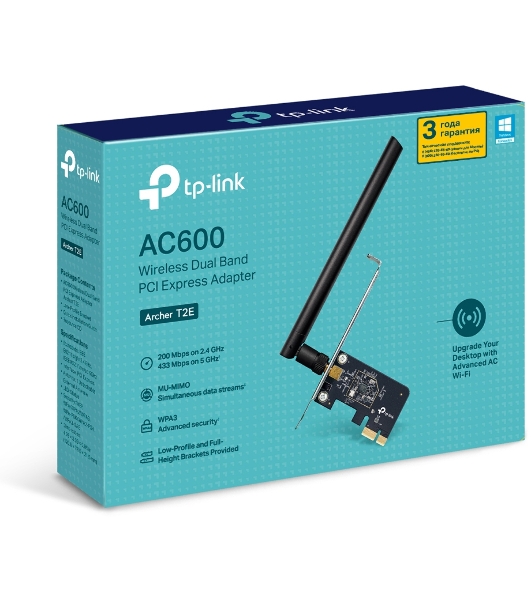 Двухдиапазонный Wi-Fi адаптер TP-Link Archer T2E AC600 PCI Express
