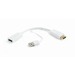 Конвертер HDMI->DisplayPort, Cablexpert DSC-HDMI-DP-W, HD19M+USBxHD20F, белый, фото 1