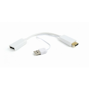 Конвертер HDMI->DisplayPort, Cablexpert DSC-HDMI-DP-W, HD19M+USBxHD20F, белый