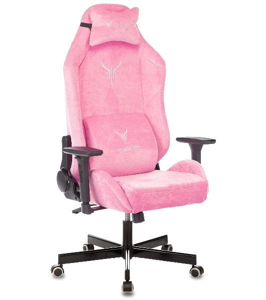 Кресло Knight N1 Fabric розовый, велюр, 120 кг, механизм качания