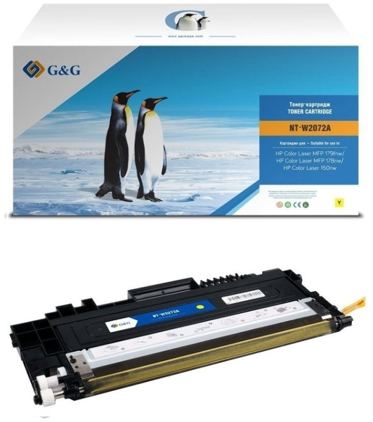 Картридж лазерный G&G GG-W2072A желтый (700стр.) для HP Color Laser MFP 179fnw/178nw/150nw