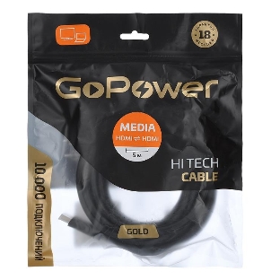 Кабель GoPower HDMI (M)-HDMI (M) 5.0M 00-00027307 черный