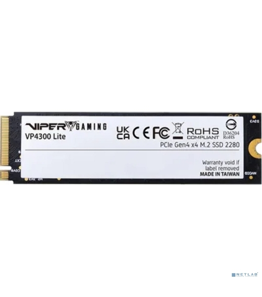 Накопитель SSD Patriot Viper VP4300 Lite, 1Tb, PCIe 4.0 x4, M.2 2280, NVMe, R/W 7400/6400, с радиатором