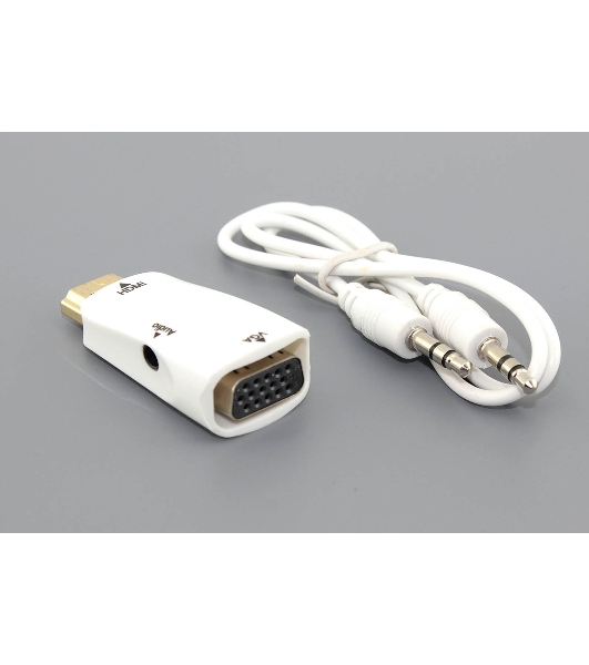 Переходник HDMI на VGA c аудио белый