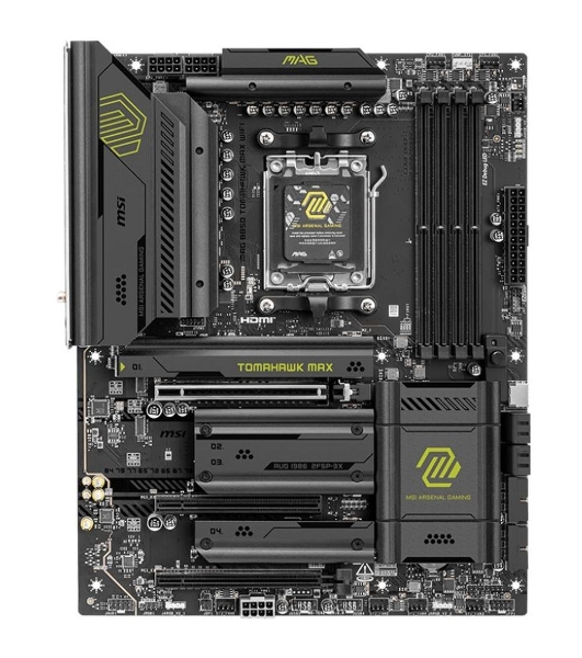 Материнская плата MSI MAG B850 TOMAHAWK MAX WIFI, AM5, AMD B850, 4xDDR5, 4xSATA, 4xM.2, 3xPCI-E x16, 1xHDMI, 1x5Gb LAN, 2xUSB-A 5Gbps, 4xUSB-A 2.0, 3xUSB-C 10Gbps, 7.1, Wi-Fi 7, Bluetooth 5.4, ATX