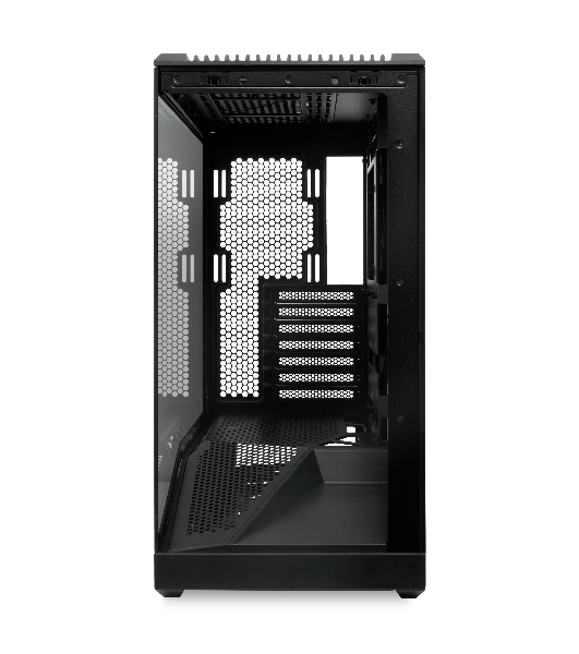 Компьютерный корпус без блока питания HSPD F711-TGbK, Panoramic Full Tower, Black, TG, 0.7 SPCC, no fans ATX, mATX, mITX 190/420/280мм 2x2.5', 2x3.5', 7xPCI 1xUSB-A 3.0, 1xUSB-C 445x235x475мм