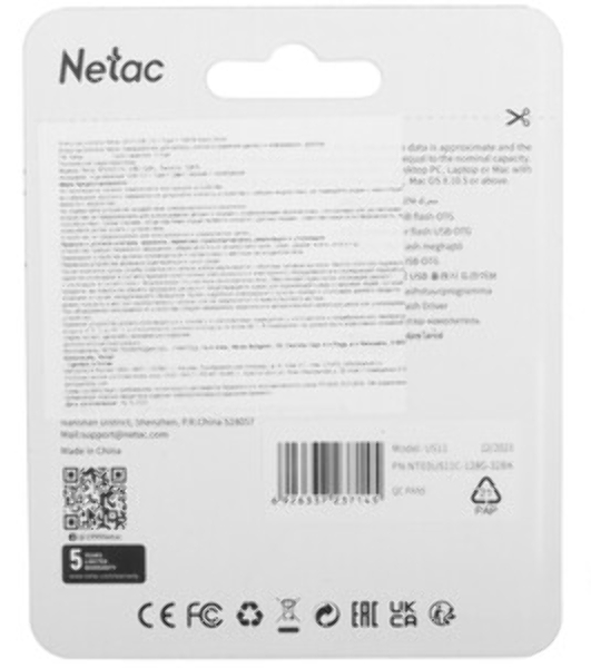 Флешка USB Netac US11 128Gb USB 3.0+TypeC Dual Flash