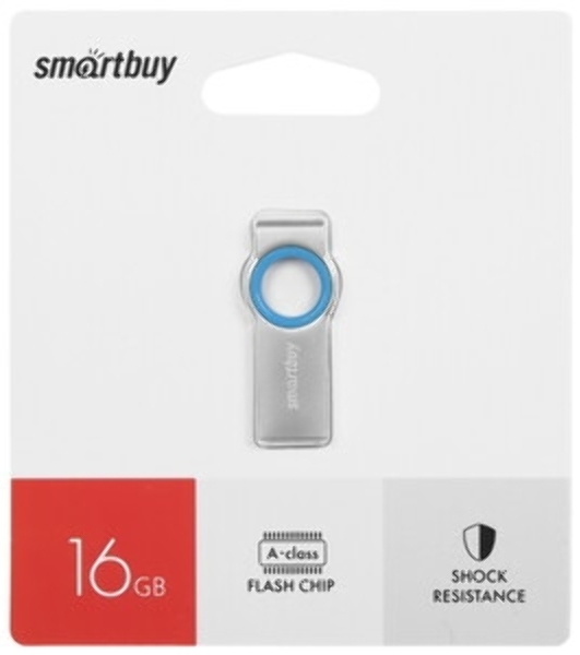 Флешка USB SmartBuy MC2 Metal Blue (SB016GbMC2), 16Gb, USB 2.0, R/W 25/15, синий/серебристый