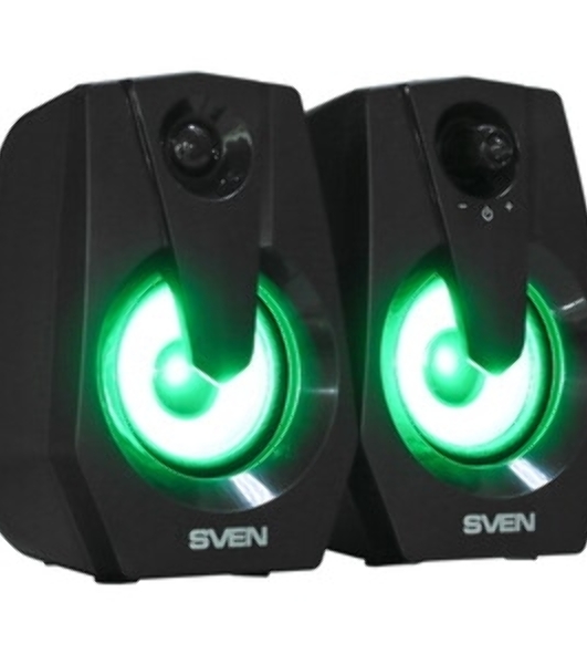 Акустическая система SVEN 370 2.0 черные (2x2W, USB, RGb подсветка)