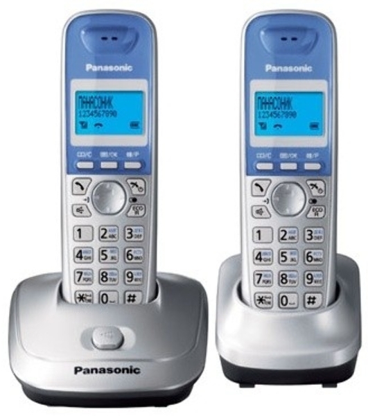 Телефон беспроводной (DECT) Panasonic KX-TG2512RUS (серебристый) Доп трубка в комплекте,АОН, Caller ID,спикерфон на трубке,полифония