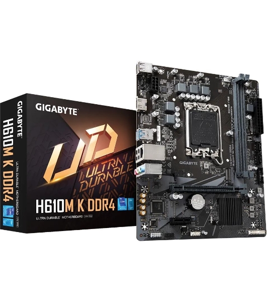 Материнская плата Gigabyte H610M K DDR4 V2.0, LGA 1700, Intel H610, 2xDDR4, 2xSATA, 1xM.2, 1xPCIe 4.0 x16, 1xPCIe x1, 1xHDMI, 1x 1Gb LAN, 2xUSB-A 3.2 Gen 1, 4xUSB-A 2.0, 3x 3.5 мм, 7.1, mATX