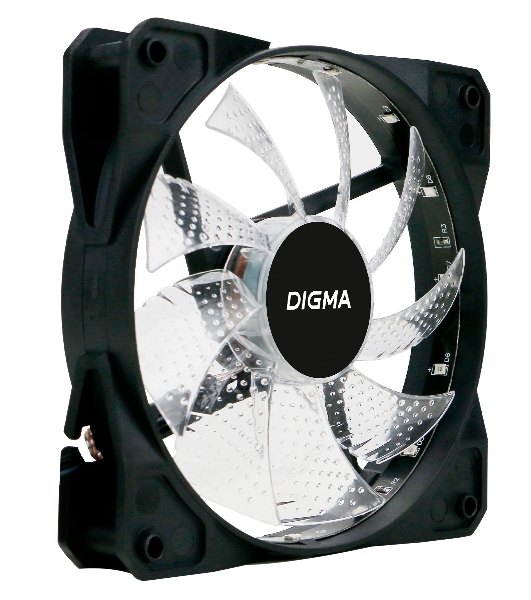 Вентилятор для корпуса Digma DFAN-FRGb2 черный, 120 мм, 1200 об/мин, 23 дБ, 4 pin