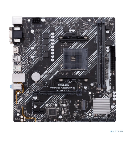 Материнская плата ASUS PRIME A520M-E/CSM, AM4, AMD A520, 2xDDR4, 4xSATA, 1xM.2, 1xPCIe 3.0 x16, 2xPCIe x1, 1xDVI-D, 1xHDMI, 1xVGA, 1x 1Gb LAN, 1xUSB-A 3.2 Gen 2, 2xUSB-A 2.0, 4xUSB-A 3.2 Gen 1, 3x3.5 мм, 7.1, mATX