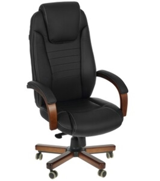 Кресло Бюрократ T-9923WALNUT/BLACK черный, кожа