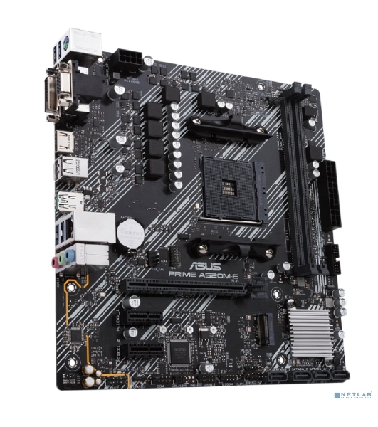 Материнская плата ASUS PRIME A520M-E/CSM, AM4, AMD A520, 2xDDR4, 4xSATA, 1xM.2, 1xPCIe 3.0 x16, 2xPCIe x1, 1xDVI-D, 1xHDMI, 1xVGA, 1x 1Gb LAN, 1xUSB-A 3.2 Gen 2, 2xUSB-A 2.0, 4xUSB-A 3.2 Gen 1, 3x3.5 мм, 7.1, mATX