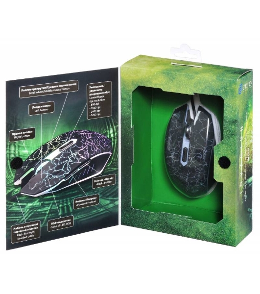 Мышь проводная Oklick 905G INVASION черный, 3200 dpi, USB, кнопки - 6