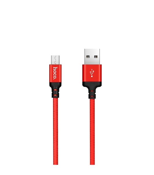 Кабель HOCO X14 USB 2.0, AM/microBM, красно-черный, 1м