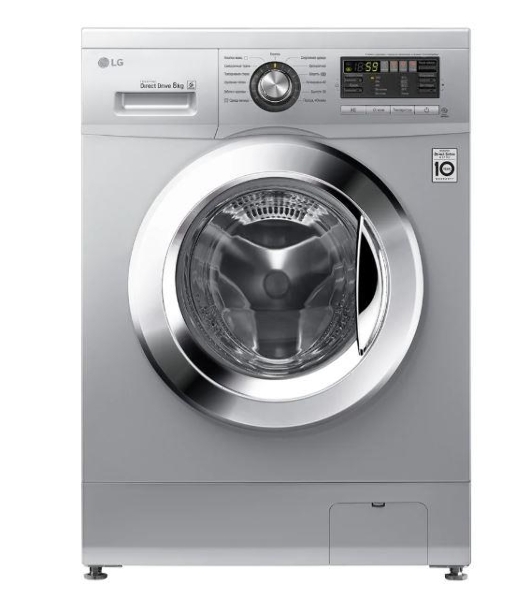Стиральная машина LG F1296TD4 серебристый, загрузка фронтальная 8 кг, 1200 об/мин, класс: А