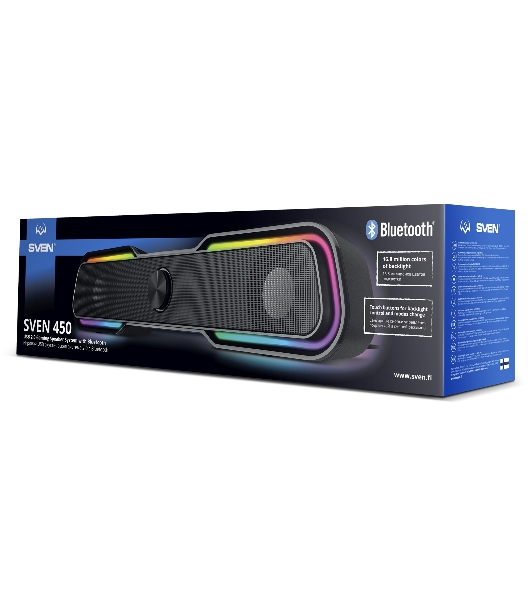 Акустическая система SVEN 450 2.0 (2x5W, Bluetooth, RGb-подсветка) черная