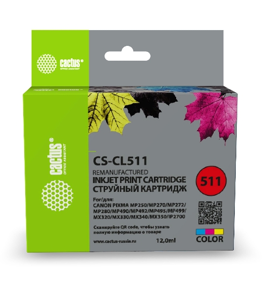 Картридж струйный Cactus CS-CL511 многоцветный (9 мл) для Canon MP240 MP250 MP260 MP270 MP480