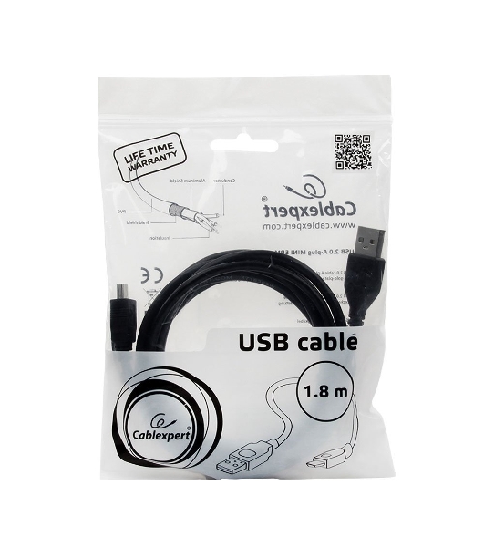 Кабель Gembird PRO USB 2.0 для соед. 1.8м А-miniB (5 pin) позол.конт., пакет