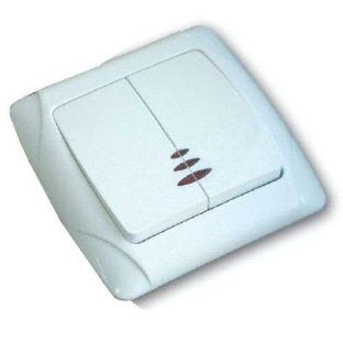 Выключатель 2-кл. СП Маргарита 10А IP20 с индик. белый Universal М0123