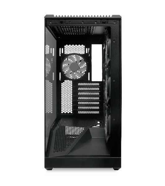 Компьютерный корпус без блока питания HSPD F711-TGbK-ARGB, Panoramic Full Tower, черный, TG, 0.7 SPCC, 4x120мм ARGB ATX, mATX, mITX 190/420/280мм 2x2.5', 2x3.5', 7xPCI 1xUSB-A 3.0, 1xUSB-C 445x235x475мм