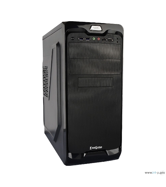Компьютерный корпус Miditower ExeGate UN-604 Black, ATX, (UN400, 120мм) 2хUSB+2хUSB 3.0, Audio