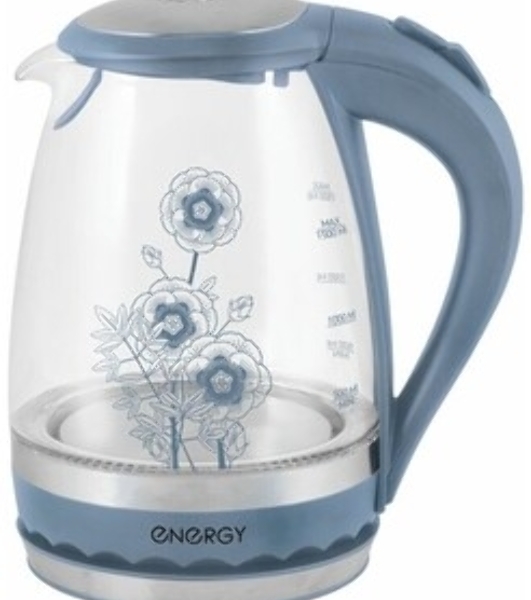Чайник электрический Energy E-279 стеклянный, 1.5л, синий,1850-2200 Вт, (в уп. 6 шт)