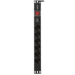 Блок розеток горизонтальный ExeGate ServerPro PDU-19H609 Al-6S-C14-2, 19', 1U, Алюминий, 6 Schuko, кабель с вилкой C14 VDE-250V-10A-3*1.0мм2, 2 метра, выкл. с подсветкой, SPD1, черный, фото9