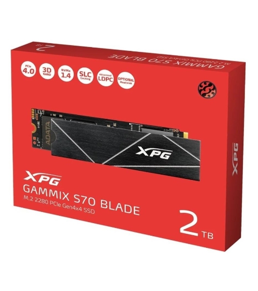 Накопитель SSD ADATA XPG GAMMIX BLADE S70, 2Tb, PCIe 4.0 x4, M.2 2280, NVMe, R/W 7400/6400