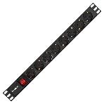 Блок розеток горизонтальный ExeGate ServerPro PDU-19H801 Al-8S-C14-SW, 19', 1U, Алюминий, 8 Schuko, С14, выкл. с подсветкой, черный, фото6