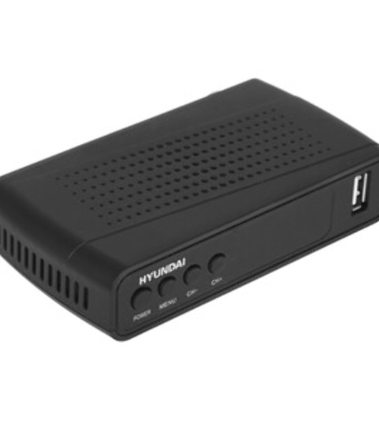 Приставка для цифрового ТВ Hyundai H-DVB520 черный, DVB-T2, DVB-T, DVB-C, HDMI, USB 2.0 х2