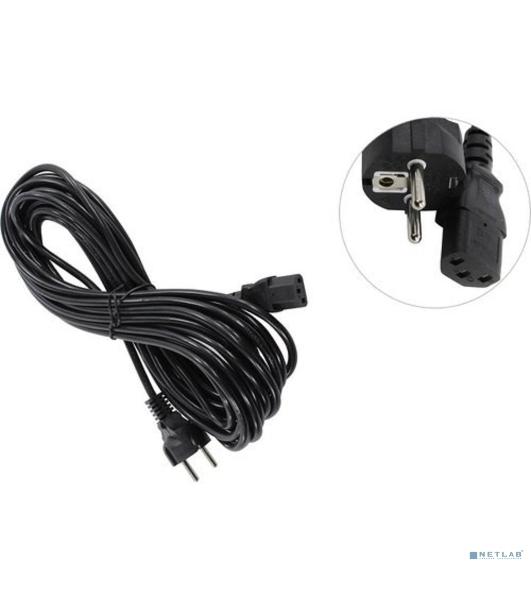 Кабель питания ExeGate Power PC-10P (Евровилка Schuko->С13) VDE-250V-3*0.75-CU, 10A, черный, 10м