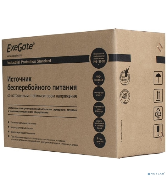 Источник бесперебойного питания ExeGate SpecialPro UNB-800.LED.AVR.EURO 800VA/480W, LED, AVR, 2 евророзетки, черный