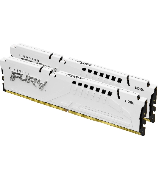 Оперативная память Kingston Fury Beast, DDR5, 32Gb (2x16GB), 6000MHz, CL36, DIMM, с радиаторами, белый