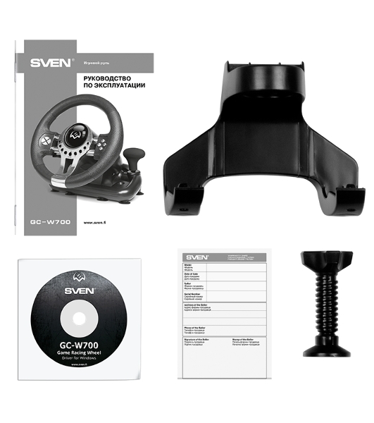 Руль SVEN GC-W700 (педали, вибро, скоба, лепестки, АКПП, D-pad, 12 кл, резин. вставки, PC/Xinput)