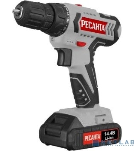 Дрель-шуруповерт Ресанта ДА-14-2Л, 14,4 В, 2 Ач, 45 Нм, щеточный