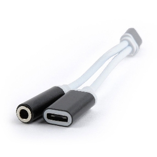 Переходник Cablexpert USB Type-C/Jack3.5 F+ Type-C F, черный, пакет (CCA-UC3.5F-02)