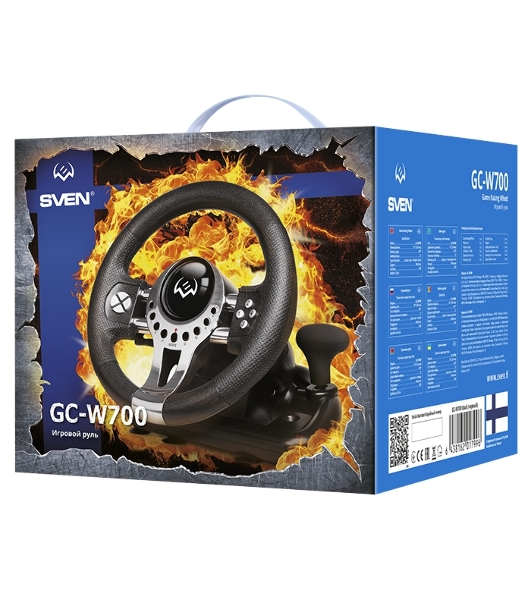 Руль SVEN GC-W700 (педали, вибро, скоба, лепестки, АКПП, D-pad, 12 кл, резин. вставки, PC/Xinput)