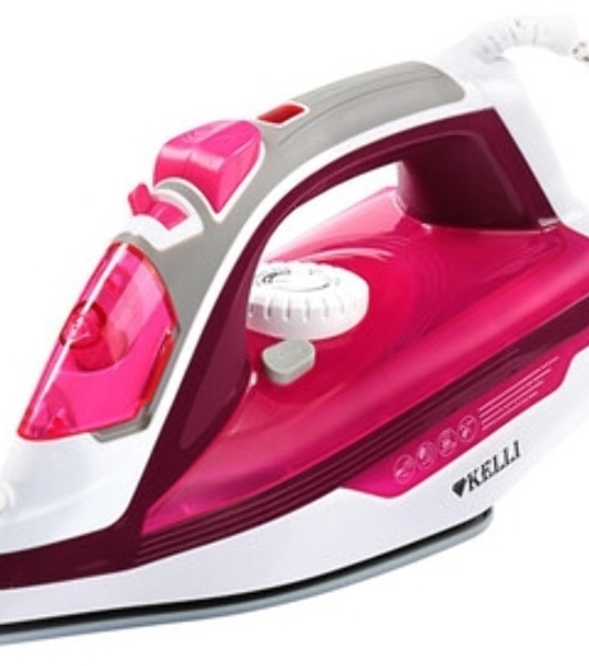 Паровой утюг Kelli Kl-1627. 2600 Вт., 220В, 50 Гц Подошва с керамическим покрытием, функция самоочистки, встроенный пульверизатор, паровой удар, вертикальная глажка, терморегулятор, регулятор пара, защита шнура от перекручивания, защита от перегрева, сетевой индикатор